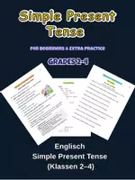 Vorschau - Arbeitsblätter - Simple Present Tense: Routinen, He/She/It & Regelm (Klassen 2–4 / ESL) – Arbeitsblätter & Web-Quiz - Deckblatt