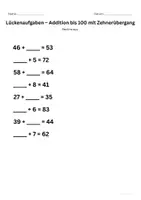 Vorschau - Arbeitsblätter - Lueckenaufgaben_Addition_bis_100_mit_Zehneruebergang_Klasse_1 - Seite 2