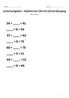 Vorschau - Arbeitsblätter - Lueckenaufgaben_Addition_bis_100_mit_Zehneruebergang_Klasse_1 - Seite 3