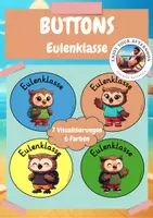 Vorschau - Bildkarten - Buttons Eulenklasse 🦉| 7 Motive in 6 Farben für einen starken Klassenstart - Deckblatt