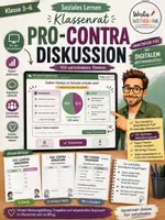 Vorschau - Arbeitsblätter - 💬 Pro-Contra-Diskussion – Smartboard-Tool mit 100 Themen, Arbeitsblättern & eigenen Themen | Klassenrat & Soziales Lernen | Klasse 3–6 - Deckblatt