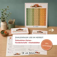 Vorschau - Arbeitsblätter - Zahlenraum 100 HERBST– Zahlenstrahl & Hundertertafel - Deckblatt