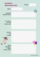 Vorschau - Arbeitsblätter - Sportzeug vergessen Protokoll für den Sportunterricht kranke Schüler:innen - Seite 1