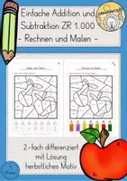 Vorschau - Arbeitsblätter - Rechnen und Malen Herbst einfache Addition und Subtraktion ZR 1000 - Deckblatt