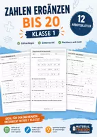 Vorschau - Arbeitsblätter - Zahlen ergänzen bis 20 Arbeitsblätter - Deckblatt
