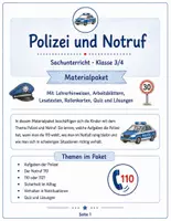 Vorschau - Arbeitsblätter - Polizei und Notruf Sachunterricht Klasse 3 und 4 - Deckblatt