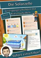 Vorschau - Mal- und Bastelvorlagen - Die Solarzelle – Lesespurgeschichte mit Rätselaufgaben (Klasse 9) - Deckblatt