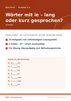 Vorschau - Arbeitsblätter - Wörter mit ie – lang oder kurz gesprochen? - Seite 1
