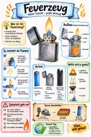 Vorschau - Arbeitsblätter - Lernplakat + AB mit Fragen zum Thema "Feuerzeug" + Lösungsblatt + Infografik - Deckblatt