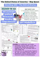 Vorschau - Stundenentwürfe - ✨ The United States of America – Map Quest - Einstieg USA - Deckblatt