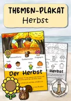 Vorschau - Mal- und Bastelvorlagen - Herbst Klasse 1 Klasse 2 Plakat Poster - Deckblatt