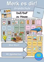 Vorschau - Spiele - Merk es dir zu Hause / wohnen / Möbel & Räume (Bild-Wort) - DaZ/DaF / Deutsch (Klasse 1 bis 4) - Deckblatt