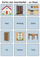 Vorschau - Spiele - Merk es dir zu Hause / wohnen / Möbel & Räume (Bild-Wort) - DaZ/DaF / Deutsch (Klasse 1 bis 4) - Seite 1