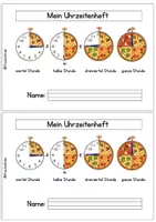 Vorschau - Arbeitsblätter - Selbstlernheft Uhr mit Lösung - Uhrzeiten lernen mit Pizza - Seite 1