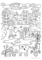 Vorschau - Mal- und Bastelvorlagen - Kostenloses Ausmalbild „Urban Gardening“ - Seite 1