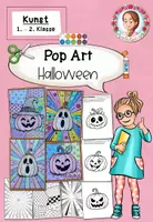 Vorschau - Mal- und Bastelvorlagen - Halloween Kunst | Pop Art Ausmalbilder Klasse 1–4 - Deckblatt
