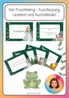 Vorschau - Arbeitsblätter - Froschkönig - Kurzfassung, Lesetext und Ausmalbilder - Deckblatt