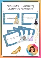 Vorschau - Arbeitsblätter - Aschenputtel - Kurzfassung, Lesetext und Ausmalbilder - Deckblatt