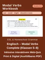 Vorschau - Arbeitsblätter - Modal Verbs Complete Edition: Can, Must, Should & Co (Klassen 5–8 / ESL) – Arbeitsblätter & Web-Quiz - Deckblatt