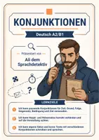 Vorschau - Unterrichtsreihen - Konjunktionen A2 B1 Arbeitsblätter - DaF DaZ - Deckblatt
