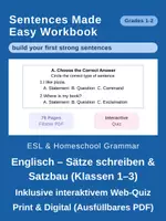 Vorschau - Arbeitsblätter - Sätze schreiben & Satzbau Complete Edition (Klassen 1–3 / ESL) – Arbeitsblätter & Web-Quiz - Deckblatt