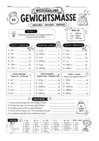 Vorschau - Arbeitsblätter - Wiederholung der Maßeinheiten - Umwandlung Gewicht, Flächen, Längen, Volumen - Seite 1
