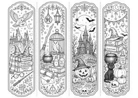 Vorschau - Mal- und Bastelvorlagen - Zauberei & Hallooween - Lesezeichen zum Ausmalen - Deckblatt