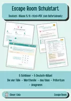 Vorschau - Arbeitsblätter - Escape Room Bundle Klasse 5–8 – 3 fertige Vertretungsstunden | Deutsch (5/6) & fächerübergreifend (7/8) | interaktive Tafel-App + Arbeitsblätter - Seite 1