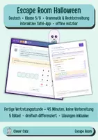 Vorschau - Spiele - Escape Room Deutsch interaktiv (Klasse 5/6): Halloween – Grammatik & Rechtschreibung, Tafel-App + PDF - Deckblatt