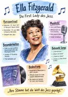 Vorschau - Arbeitsblätter - Lernplakat + AB zum Thema "Ella Fitzgerald" + Lösung & MP3 + Mindmap + Infografik - Deckblatt
