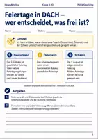 Vorschau - Arbeitsblätter - Feiertage DACH Arbeitsblätter Klasse 9–10 - Seite 1