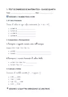 anteprima - Compiti in classe/Test - TEST DI INGRESSO MATEMATICA - CLASSE QUARTA - Pagina 1