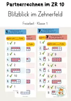 Vorschau - Stationenlernen - Partnerrechnen Zehnerfeld Blitzblick bis 10 Mengen - Deckblatt