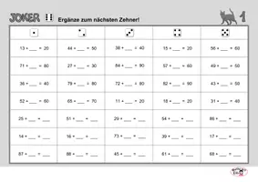 Vorschau - Spiele - Joker 6 Spiele Ergänzen zum Zehner oder zu 100, Lösungen - Deckblatt