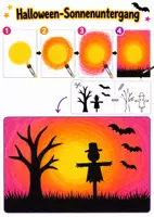 Vorschau - Mal- und Bastelvorlagen - Herbst- & Halloween-Sonnenuntergang – Kunstprojekt - Deckblatt