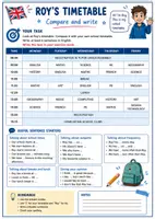 Vorschau - Arbeitsblätter - AB Comparing timetables (Roy's timetable) - Deckblatt