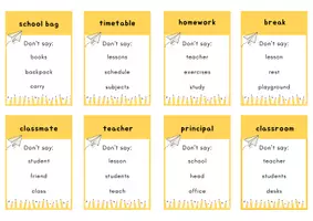 Vorschau - Spiele - Back to school - ESL Forbidden Words Cards (A2/B1) - Seite 2