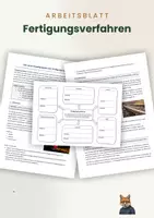 Vorschau - Arbeitsblätter - Arbeitsblatt: Fertigungsverfahren im Fach Technik - Deckblatt