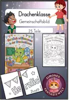Vorschau - Mal- und Bastelvorlagen - Gemeinschaftsbild Drachenklasse - Deko (1. - 4. Klasse ) - Deckblatt