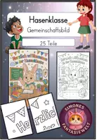 Vorschau - Mal- und Bastelvorlagen - Gemeinschaftsbild Hasenklasse - Deko (1. - 4. Klasse) - Deckblatt