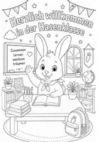Vorschau - Mal- und Bastelvorlagen - Gemeinschaftsbild Hasenklasse - Deko (1. - 4. Klasse) - Seite 1