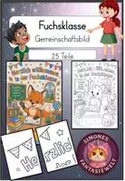 Vorschau - Mal- und Bastelvorlagen - Gemeinschaftsbild Fuchsklasse - Deko (1. -4. Klasse) - Deckblatt
