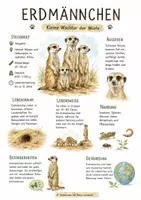 Vorschau - Arbeitsblätter - Lernplakat + AB mit Fragen zum Thema "Erdmännchen" + Lösungsblatt + Infografik - Deckblatt