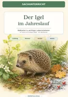 Vorschau - Bildkarten - Der Igel im Jahreslauf Bildkarten in Farbe und Schwarz-Weiß - Deckblatt