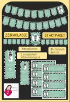 Vorschau - Präsentationen/Tafelbilder - Zebraklasse Startpaket Wimpelkette Lesezeichen Klassendienste Willkommensgruß - Deckblatt
