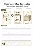 Vorschau - Arbeitsblätter - Schweizer Bundesfeiertag Arbeitsblatt Klasse 9–10 - Deckblatt