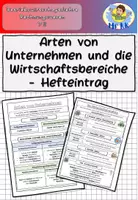 Vorschau - Arbeitsblätter - Arten von Unternehmen und die Wirtschaftsbereiche BwR 7 II Lehrplan Plus - Hefteintrag - Deckblatt