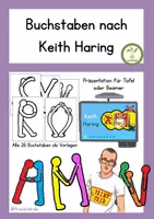 Vorschau - Mal- und Bastelvorlagen - Buchstaben nach Keith Haring - Kunstunterricht - Schulstart - Deckblatt