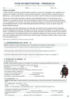 Aperçu - Feuilles d'exercices - fiche reactivaton rentrée collège - Page de couverture