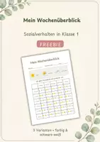 Vorschau - Arbeitsblätter - Wochenüberblick Sozialverhalten - Freebie Klasse 1 - Deckblatt